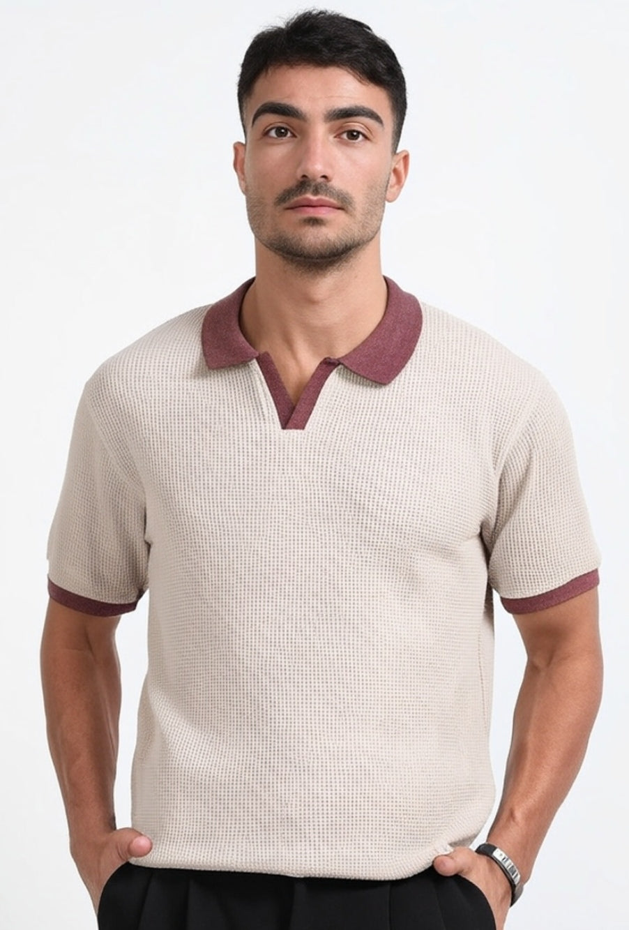Stitchung cream polo tshirt