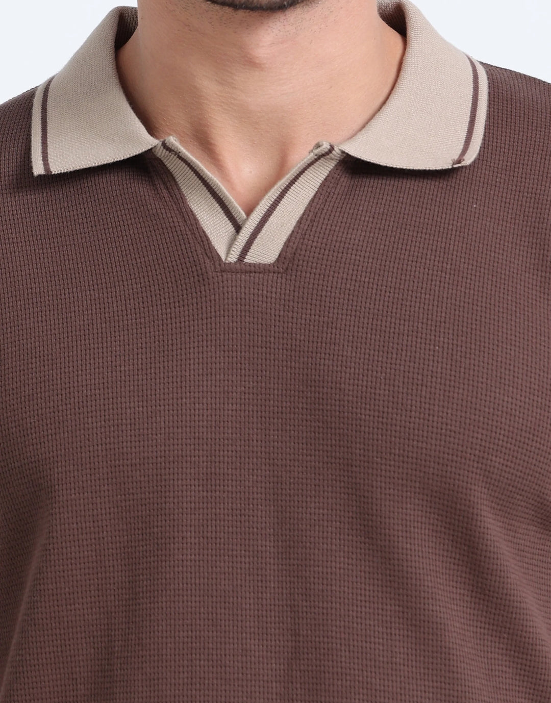 Stitchung brown polo tshirt